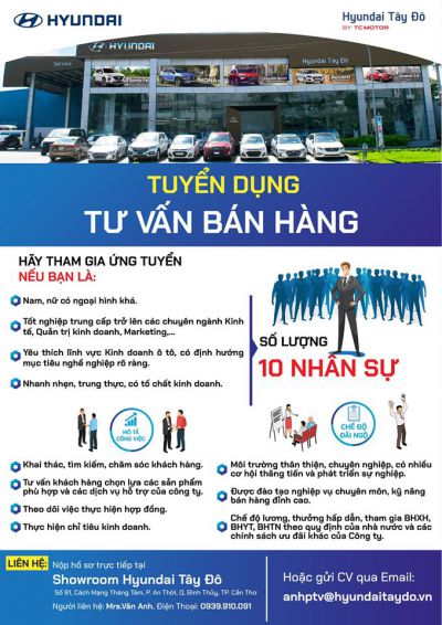 HYUNDAI TÂY ĐÔ THÔNG BÁO TUYỂN DỤNG